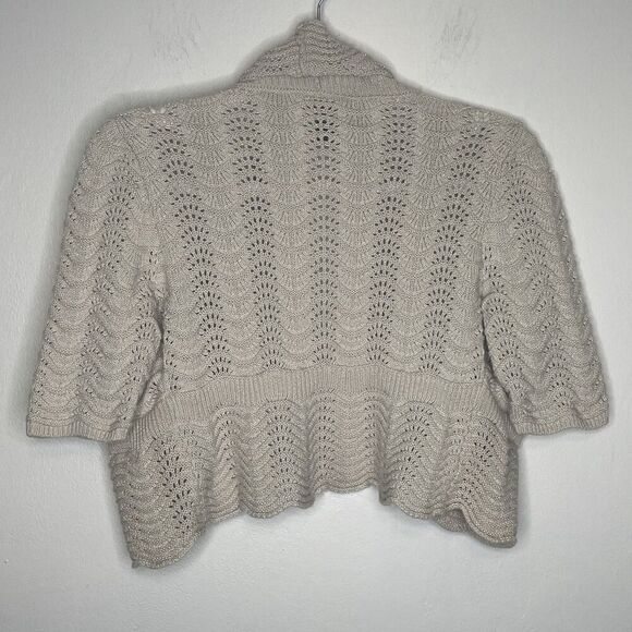 INC International Concepts Boho Open Front Shrug  Beige Glitter Fairycore SZ‎ M - Picture 3 of 10